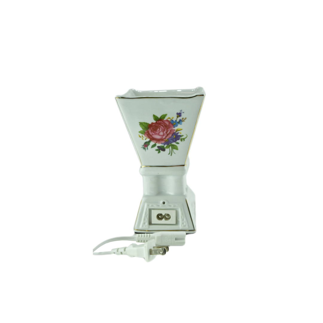 Ceramic Off-White Floral Print Electric Incense Bakhoor Burner by Intense Oud - Intense Oud