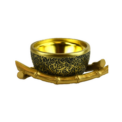 Bamboo Triangle Arabic Script Incense Bakhoor Burner - Black and Gold - Intense Oud