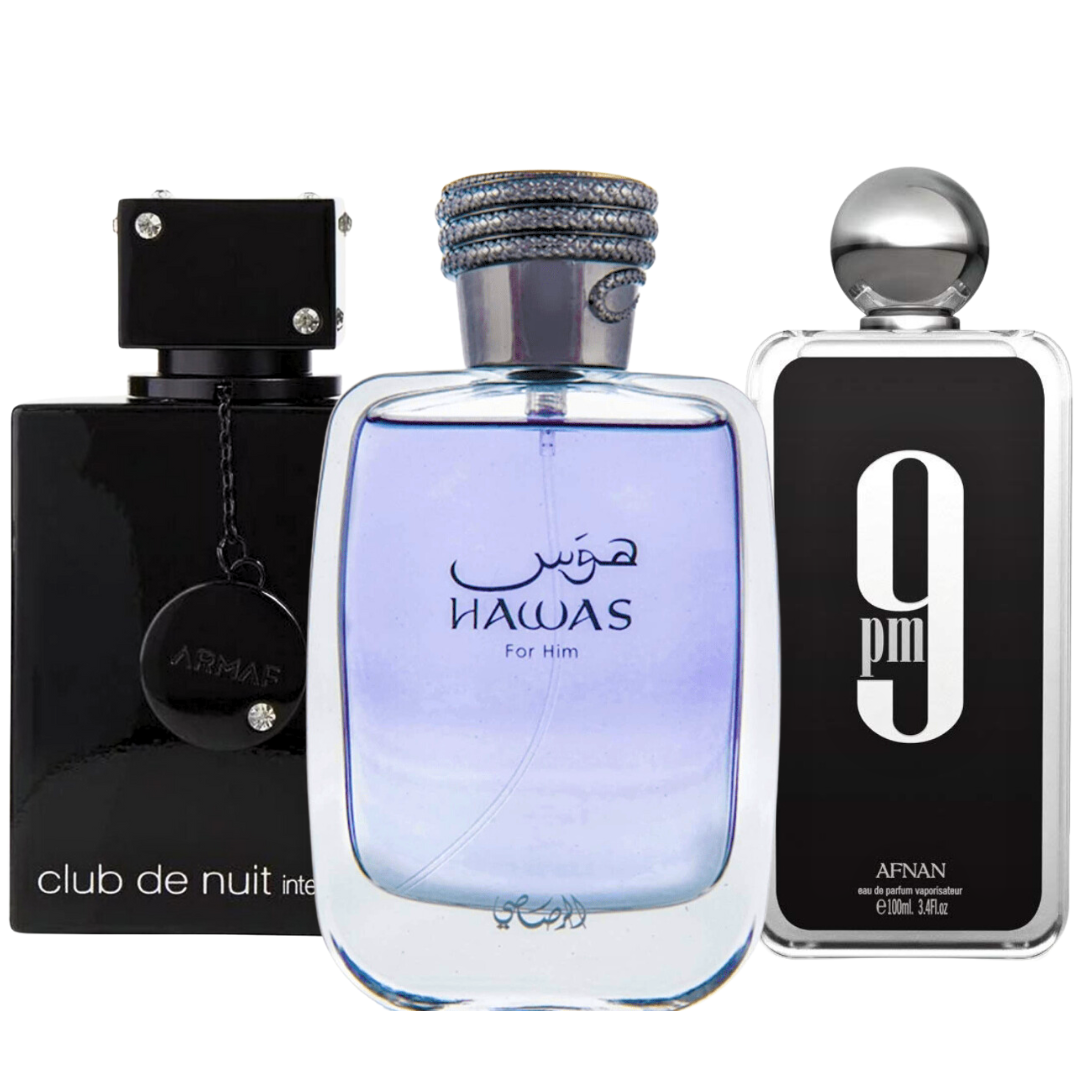 Hawas, Club de Nuit Intense, 9PM - For MEN EDP 100ML (3.4 OZ), Exquisite Fragrances, Collection For Men. (BUNDLE) - Intense Oud