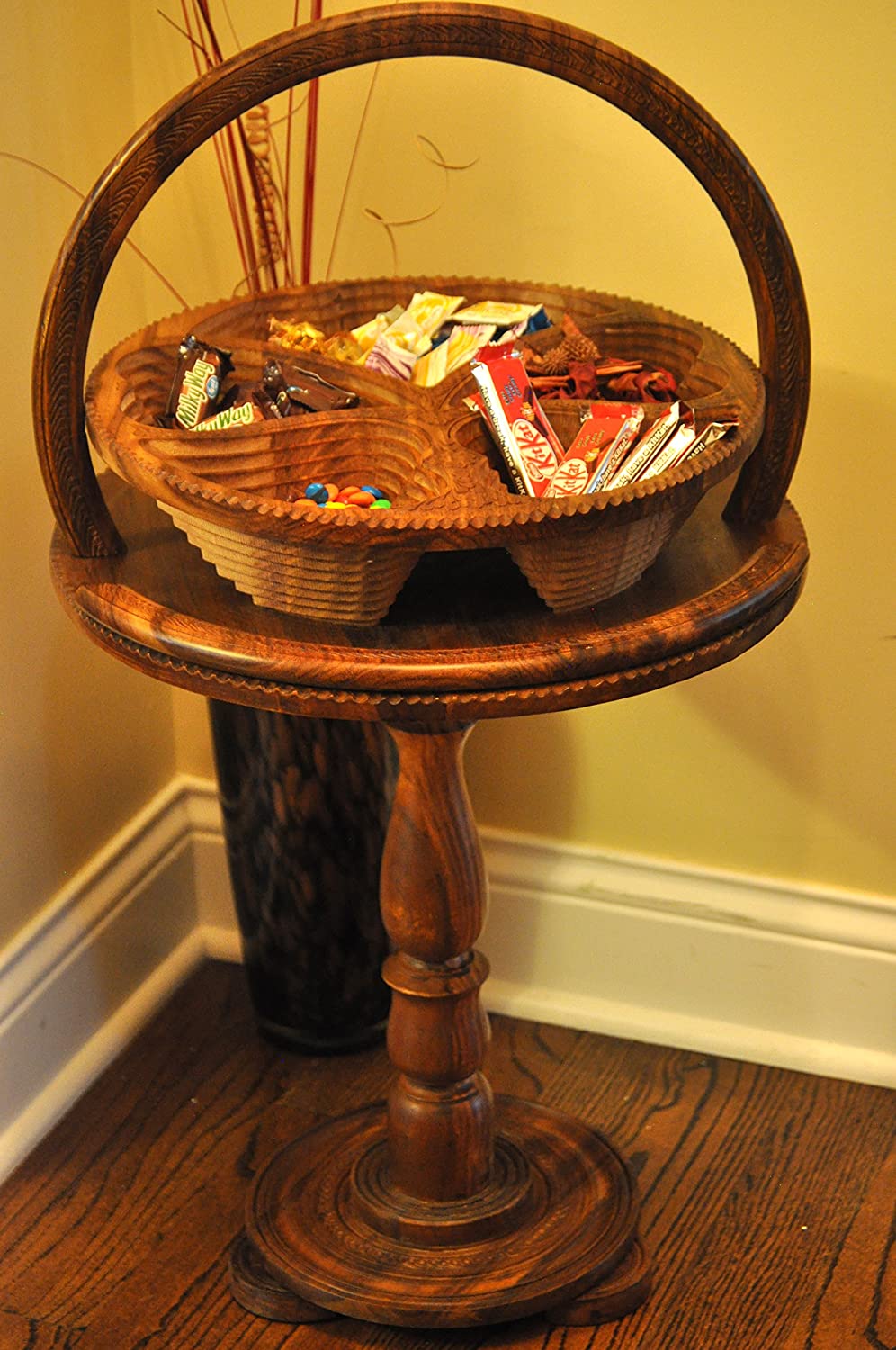 Wooden Collapsible Basket with Stand -2 in 1- Royal Small Table -Antique Table (Collapsible Basket) - Intense oud