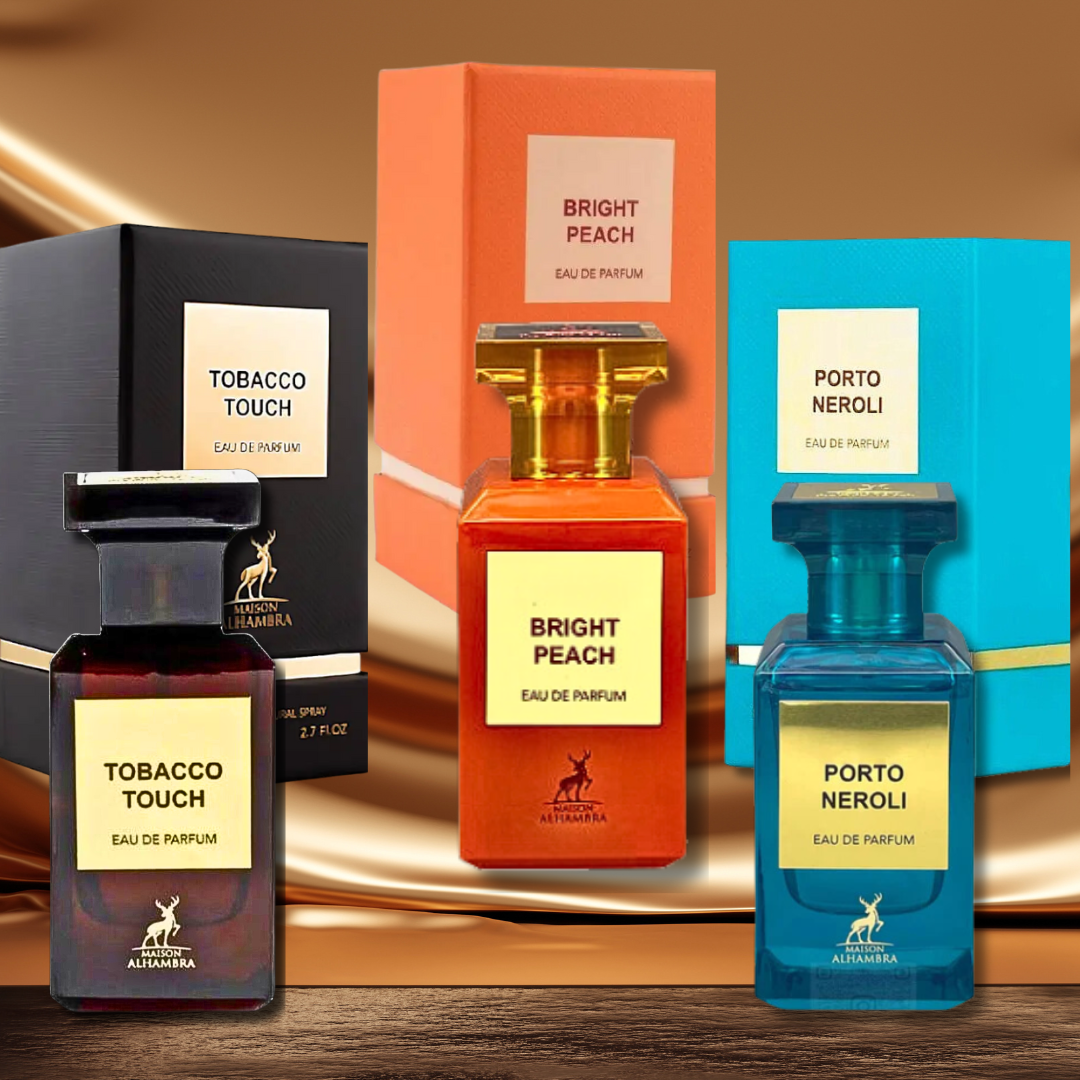 Amazing 3 Collection Porto Neroli,Bright Peach & Tobaco Touch EDP - 80Ml (2.7 Oz) By Maison Alhambra