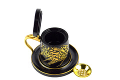 Tea Cup Style Closed Incense Bakhoor Burner - Black - Intense oud