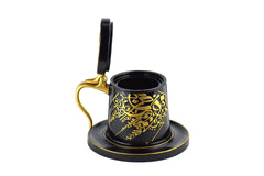 Tea Cup Style Closed Incense Bakhoor Burner - Black - Intense oud