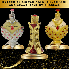 Hareem Al Sultan Gold & Silver Perfume Oil - 35 ML, Azaari CPO 17Ml by Khadlaj. - Intense oud