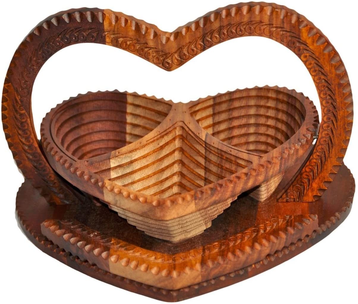 Wooden Collapsible Basket- Fruit Basket- Heart shape - Intense oud