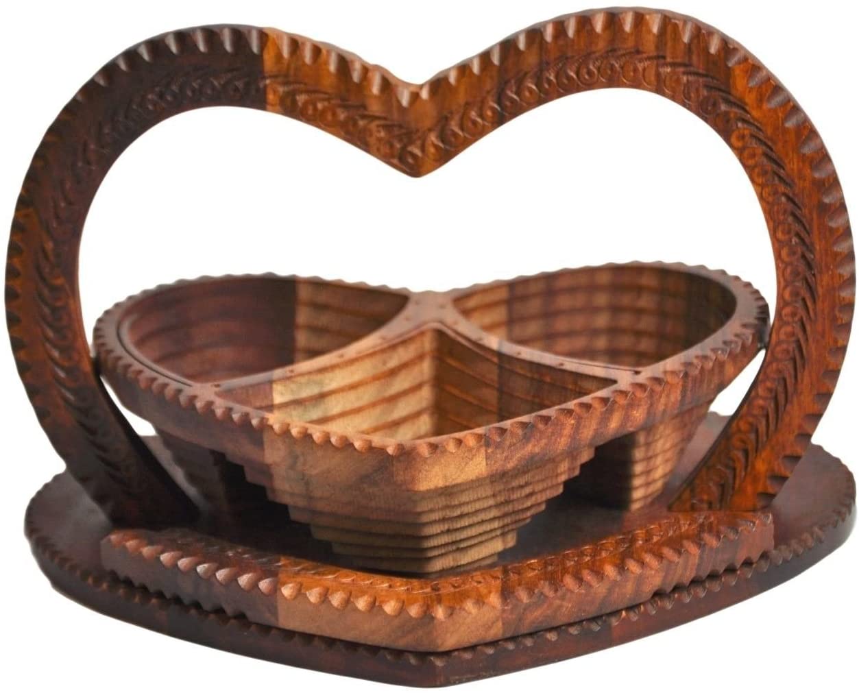 Wooden Collapsible Basket- Fruit Basket- Heart shape - Intense oud