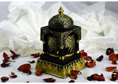 Engraved Caligraphy Minaret Style Incense Bakhoor Burner - 6 in. Black - Intense oud