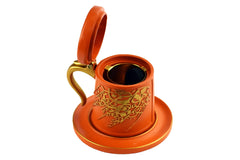 Tea Cup Style Closed Incense Bakhoor Burner - Orange - Intense oud