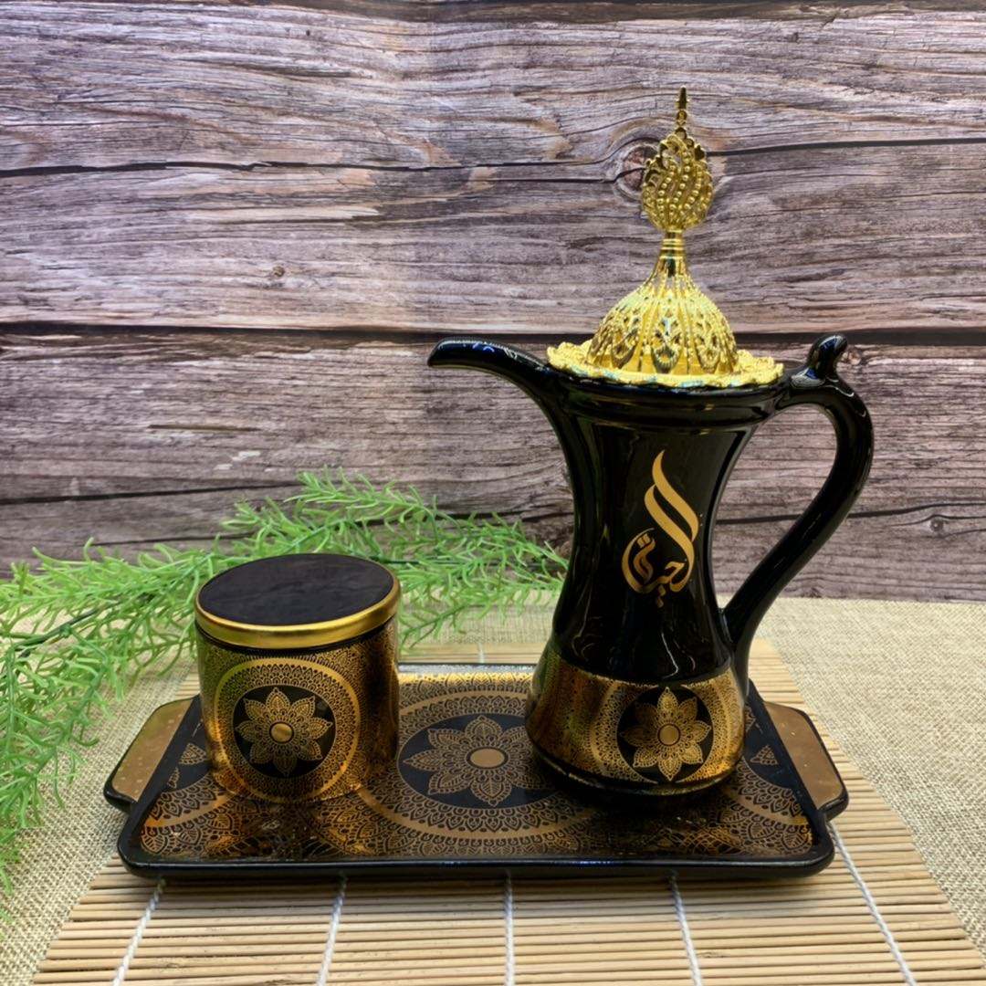 Glossy Arabic Design Royal Bakhoor Tea Set - Black | Intense Oud - Intense oud