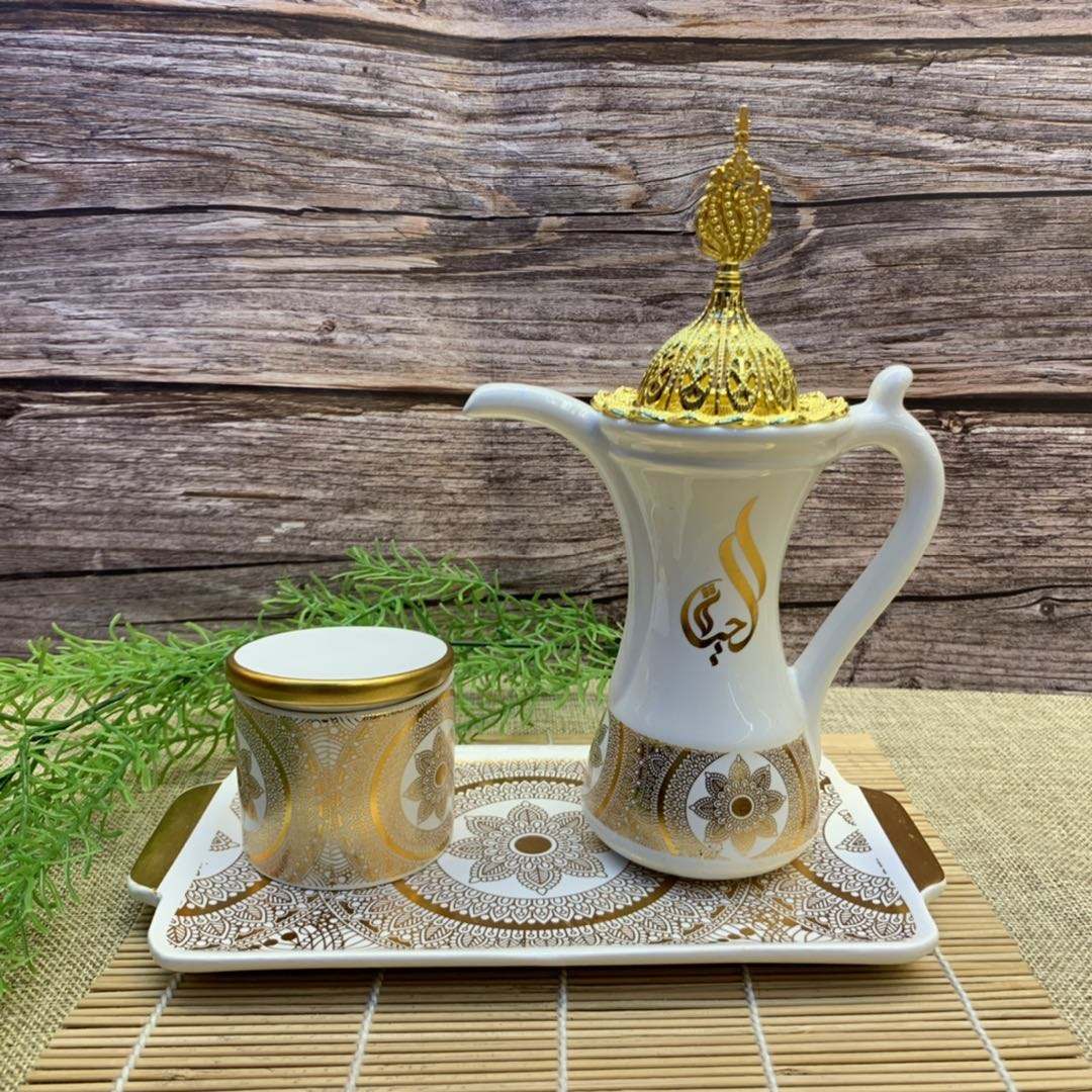 Glossy Arabic Design Royal Bakhoor Tea Set  - White | Intense Oud - Intense oud