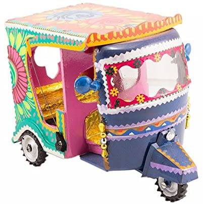 Decorative Miniature Rickshaw Collectible Handmade Truck Art Pakistan Art(5 inch) - Intense oud