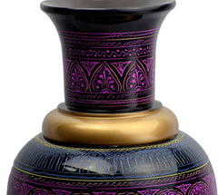 Handmade Modern Colorful Engraved Lacquer Art Decorative Vase,  16' Purple - Intense oud