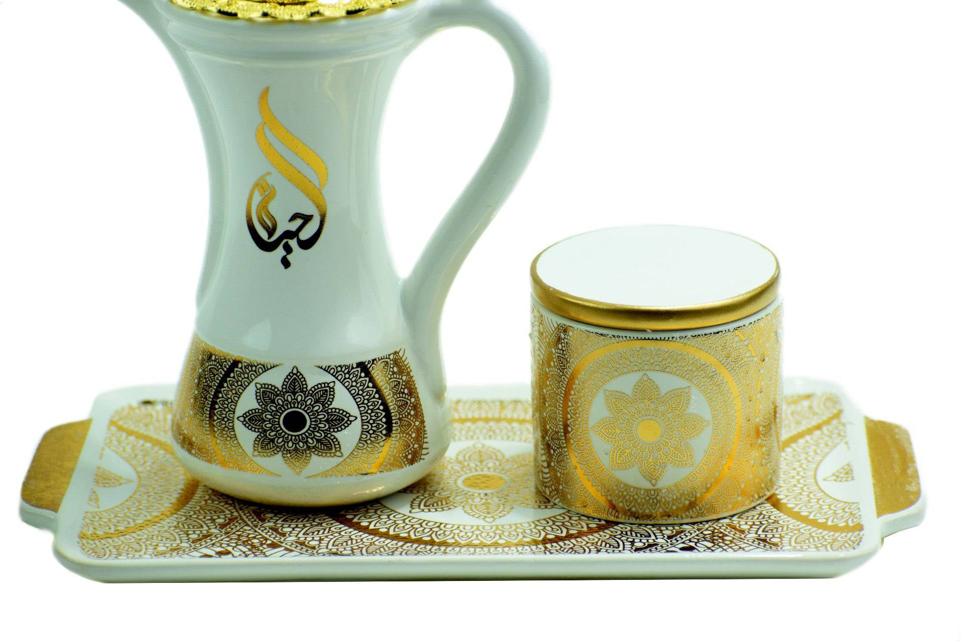 Glossy Arabic Design Royal Bakhoor Tea Set  - White | Intense Oud - Intense oud