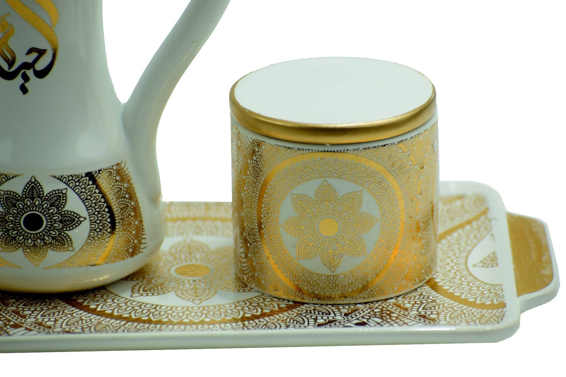 Glossy Arabic Design Royal Bakhoor Tea Set  - White | Intense Oud - Intense oud