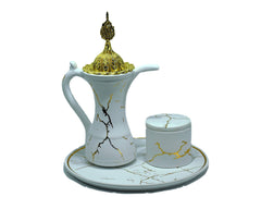 Marble Design Royal Bakhoor Tea Set w/ Circular Tray - White by Intense Oud - Intense oud