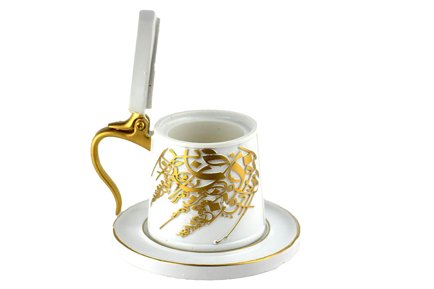 Tea Cup Style Closed Incense Bakhoor Burner - White - Intense oud