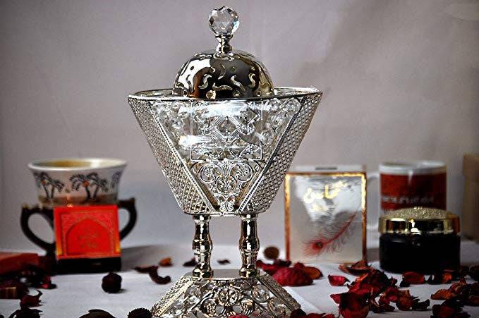 Arab Incense Bakhoor Burner - 9 inch Silver by Intense Oud - Intense oud